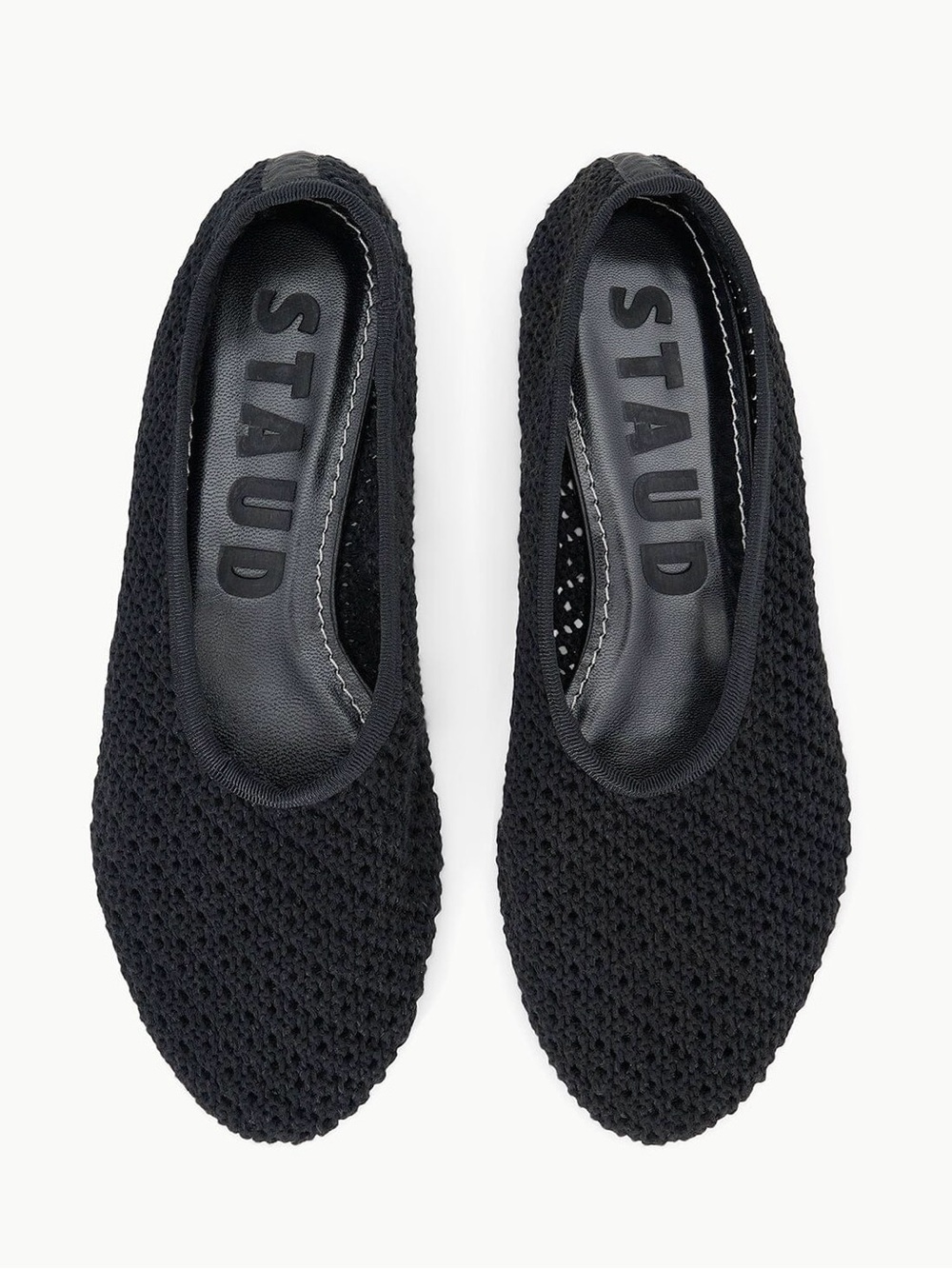 NWOB Staud Alba Black Crochet Ballet Flat Shoes Women’s Size 38/ US 8